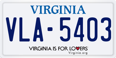 VA license plate VLA5403