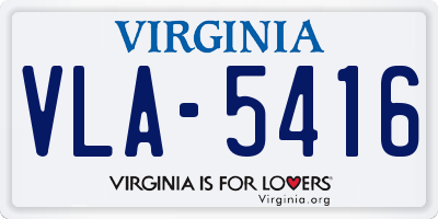 VA license plate VLA5416