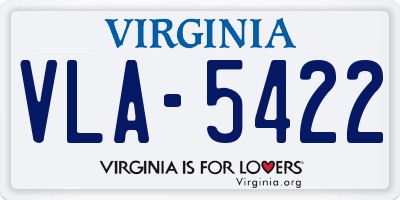 VA license plate VLA5422