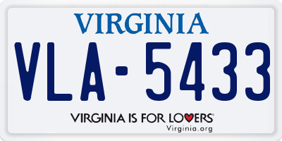 VA license plate VLA5433