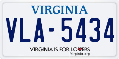 VA license plate VLA5434