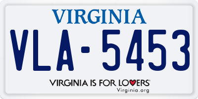 VA license plate VLA5453