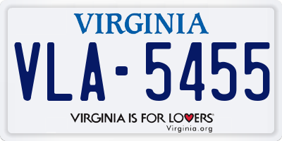 VA license plate VLA5455