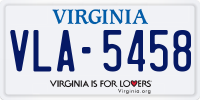 VA license plate VLA5458