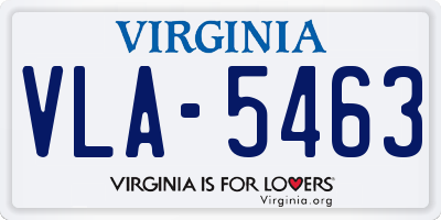 VA license plate VLA5463