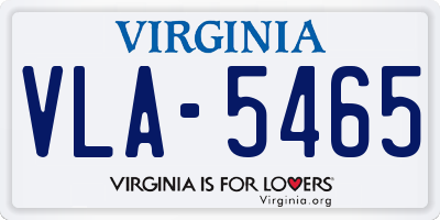 VA license plate VLA5465
