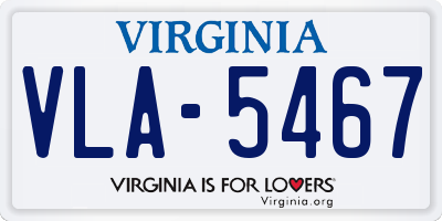 VA license plate VLA5467