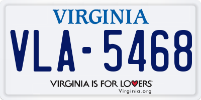 VA license plate VLA5468