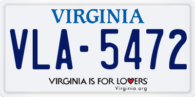 VA license plate VLA5472