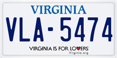 VA license plate VLA5474