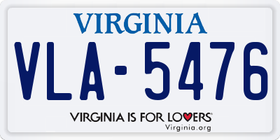 VA license plate VLA5476