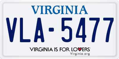 VA license plate VLA5477