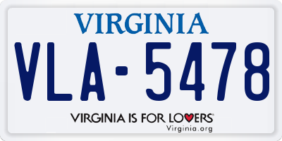 VA license plate VLA5478