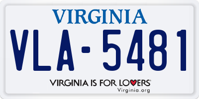 VA license plate VLA5481