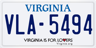VA license plate VLA5494