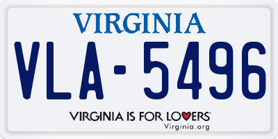 VA license plate VLA5496