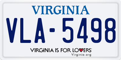 VA license plate VLA5498
