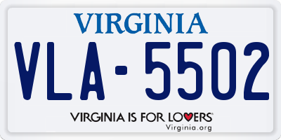 VA license plate VLA5502