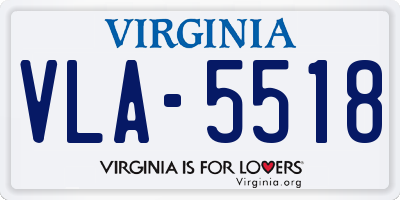 VA license plate VLA5518