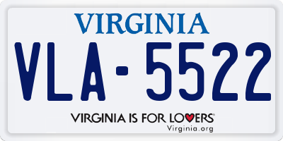 VA license plate VLA5522