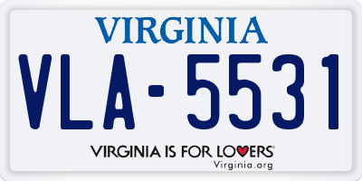 VA license plate VLA5531
