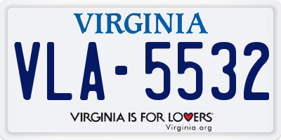 VA license plate VLA5532