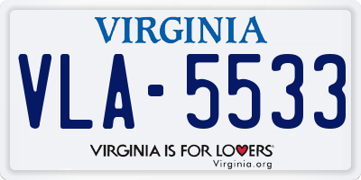 VA license plate VLA5533