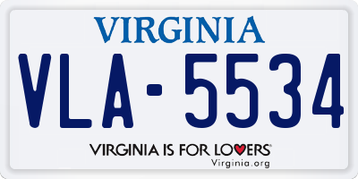 VA license plate VLA5534