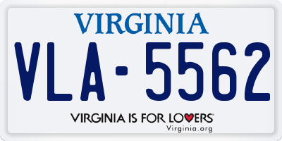 VA license plate VLA5562