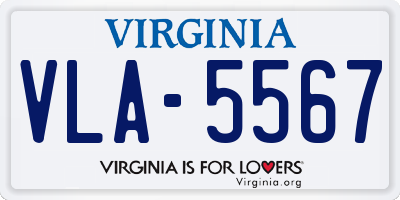 VA license plate VLA5567