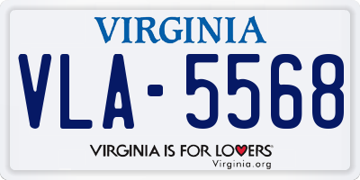 VA license plate VLA5568