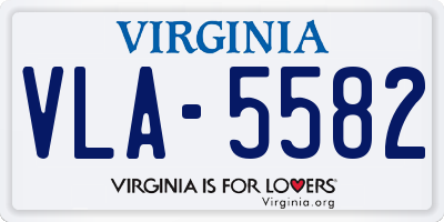 VA license plate VLA5582