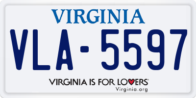 VA license plate VLA5597
