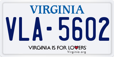 VA license plate VLA5602