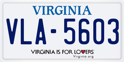 VA license plate VLA5603