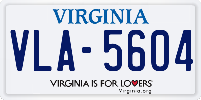 VA license plate VLA5604