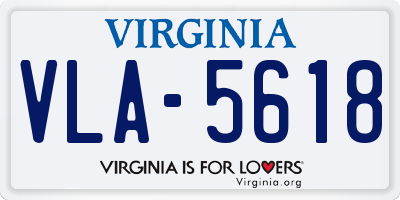 VA license plate VLA5618