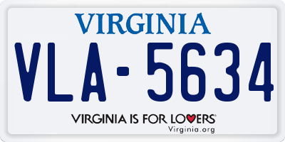 VA license plate VLA5634