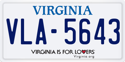 VA license plate VLA5643
