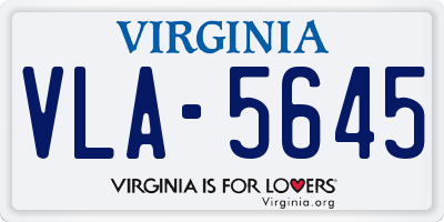 VA license plate VLA5645