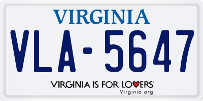VA license plate VLA5647