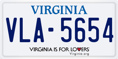 VA license plate VLA5654