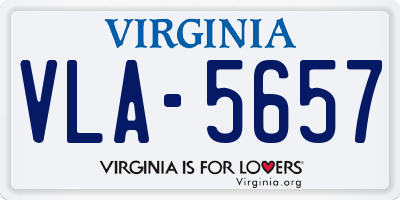 VA license plate VLA5657
