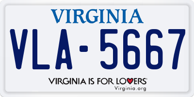 VA license plate VLA5667