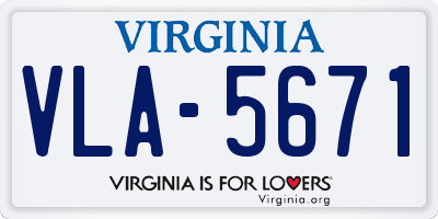 VA license plate VLA5671