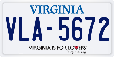 VA license plate VLA5672