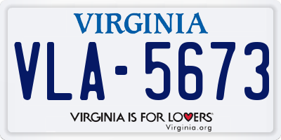 VA license plate VLA5673