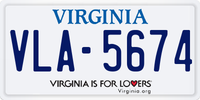 VA license plate VLA5674