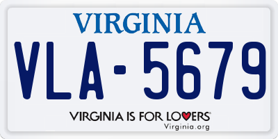 VA license plate VLA5679