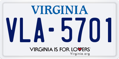 VA license plate VLA5701